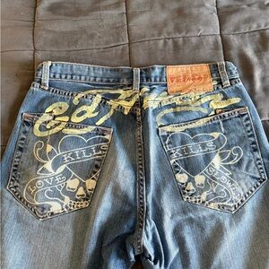 Ed Hardy Men’s 34 x 32 Blue Straight Leg Jeans